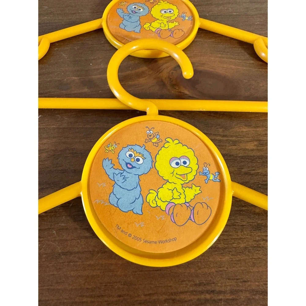 Vintage Sesame Street Big Bird Grover Yellow Plastic Kids Hangers 3 Pack 2005